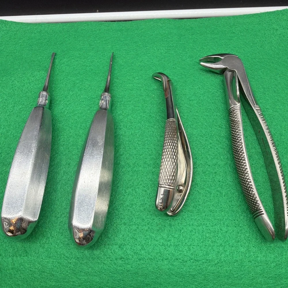 Lot Of 4 Dental Oral Surgery Instruments Elevator Extraction Rongeur Forceps